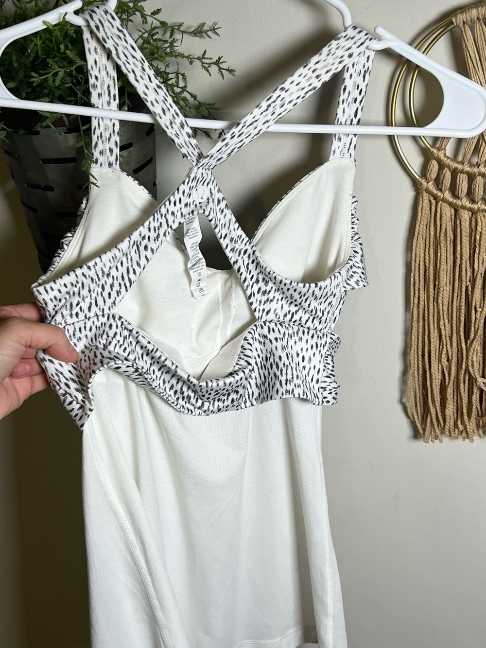 lululemon athletica White Dress with Black Speckle Crossover Bodice - Picture 3 of 3